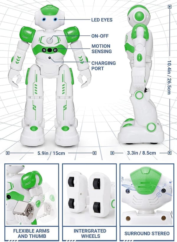 Gesture-Controlled RC Robot Toy for Kids, Ages 4-8 - Green