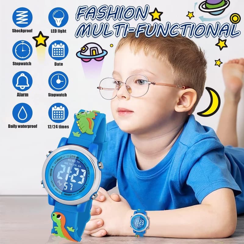 Waterproof Dinosaur Alarm Clock for Kids Age 3-10