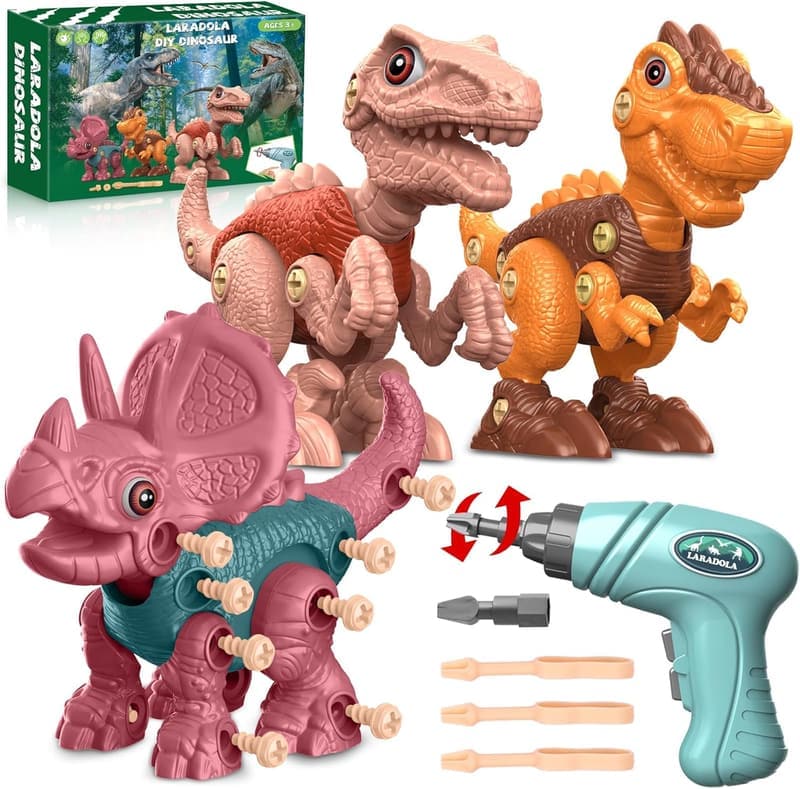 STEM Take Apart Dinosaur Building Toys for Kids, Blush Pink