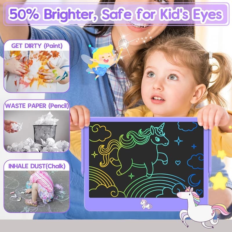 12-Inch LCD Writing Tablet for Kids - Purple Doodle Board