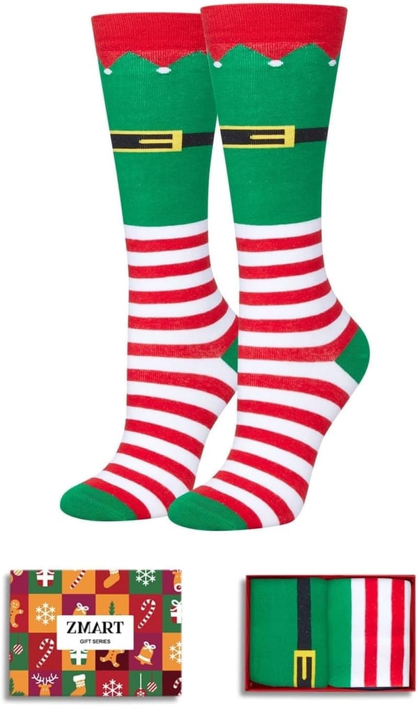Kids' Knee-High Christmas Elf Socks - Perfect Holiday Gift