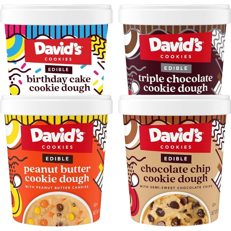 Edible Cookie Dough Variety Pack - 4 Tubs, Ready-to-Eat Treats
