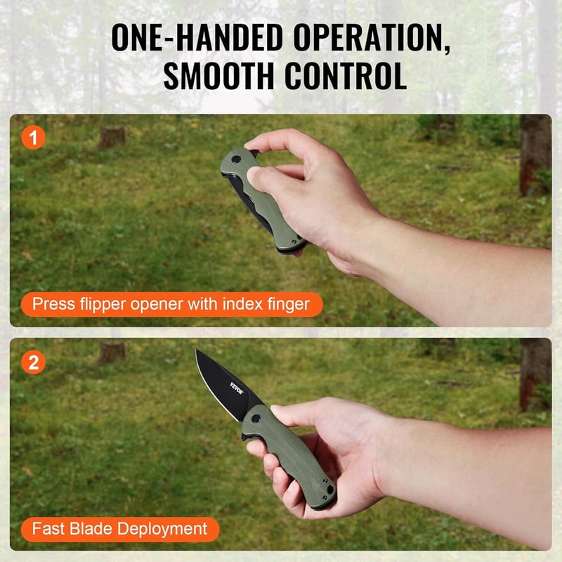 VEVOR Folding Pocket Knife with D2 Steel Blade and G10 Handle