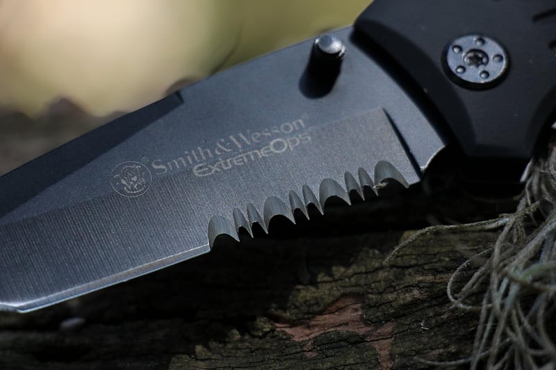 Smith & Wesson Tactical Folding Knife with Serrated Blade
