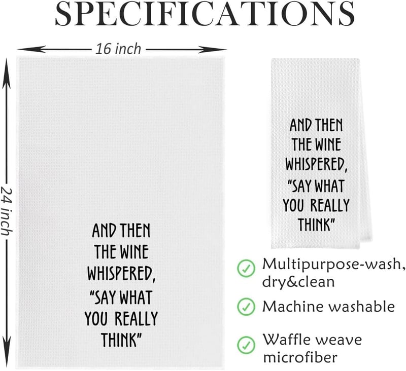 Funny Wine Lovers Kitchen Towel - Waffle Weave Tea Hand Towel