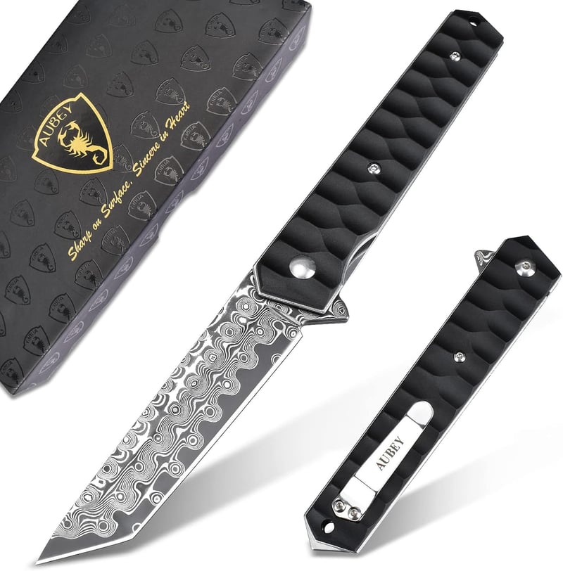 Tactical Damascus Steel Folding Knife for EDC Camping Gift