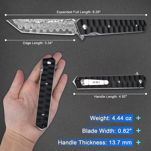 Tactical Damascus Steel Folding Knife for EDC Camping Gift