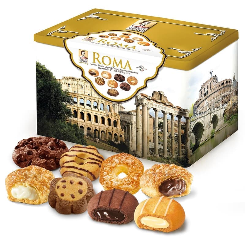 Italian Pastry Cookie Tin - Assorted Bakery Treats (32oz)