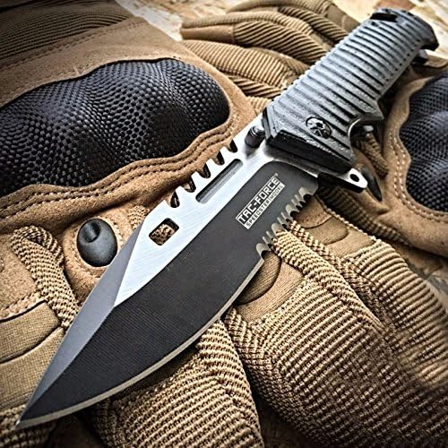 Tactical Rescue Bowie Pocket Knife with Spring Assist