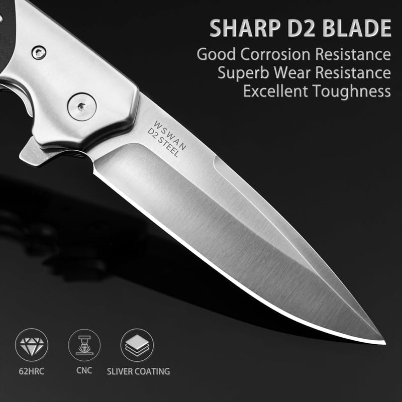 NedFoss D2 Steel Folding Pocket Knife for Men, 3.5