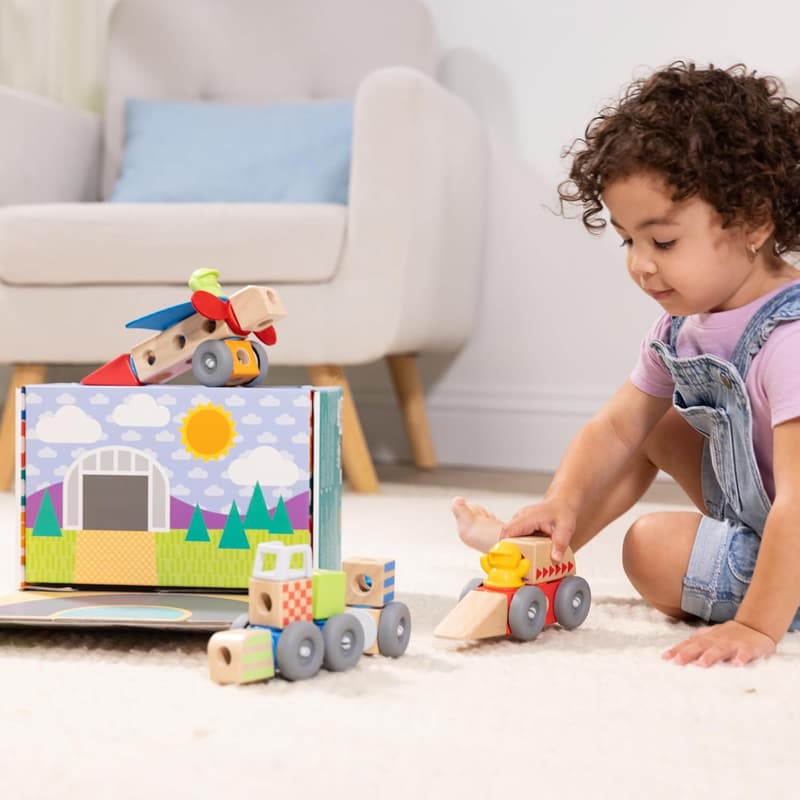 Melissa & Doug Blockables™ Connectable Wooden Vehicles Set (54 Pcs)