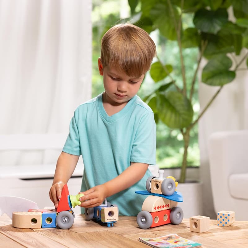 Melissa & Doug Blockables™ Connectable Wooden Vehicles Set (54 Pcs)