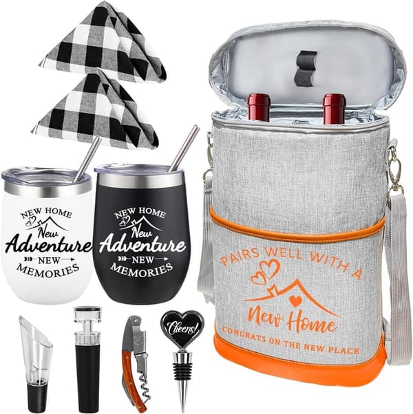 Housewarming Gift: Insulated Wine Cooler Tote with Tumblers