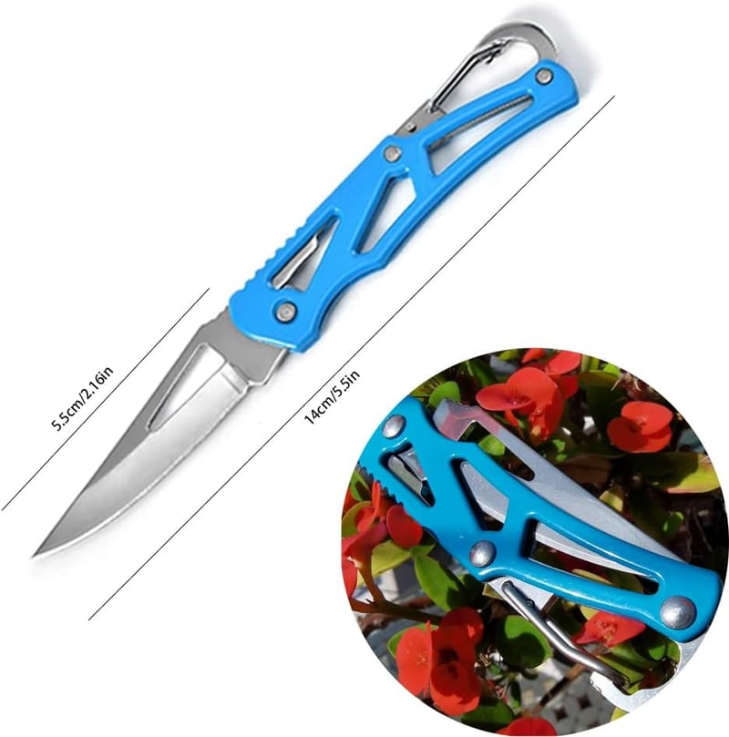 Stainless Steel Folding Knife Set with Key Rings - 6 Pack