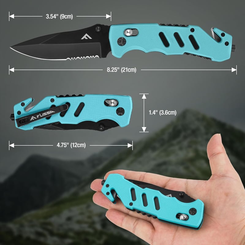 Emergency Rescue Folding Knife with Clip and Glass Breaker