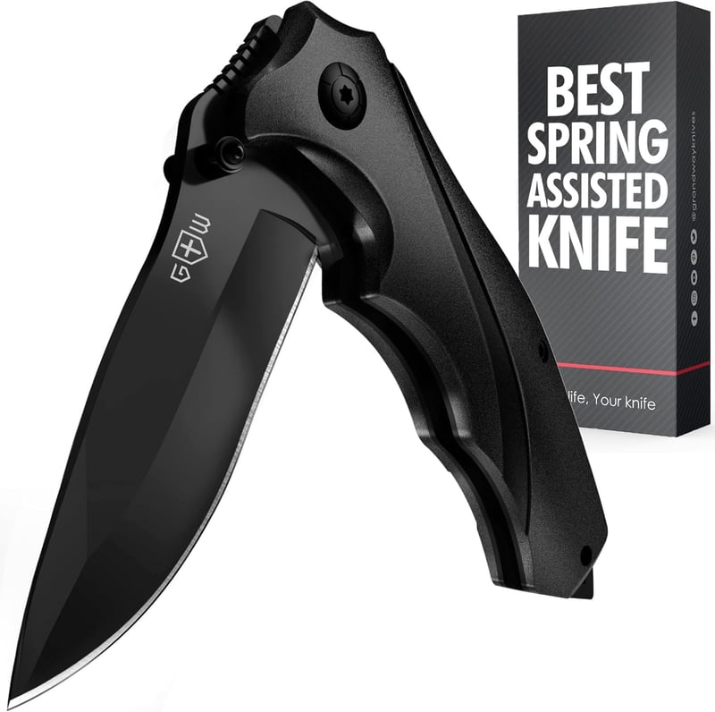 Men's Tactical Pocket Knife - Spring Assisted with Glass Breaker