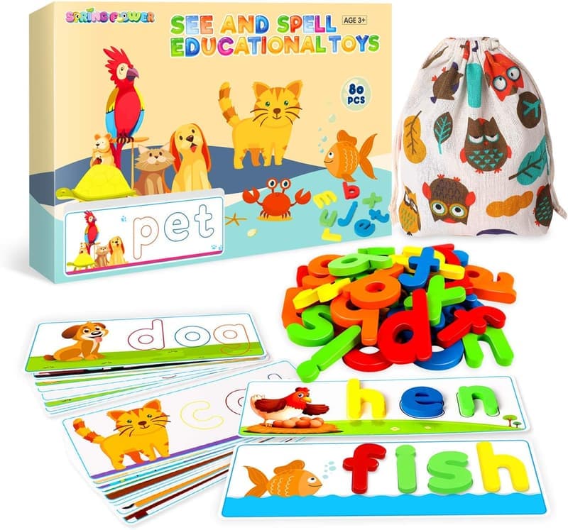 Spring Flower Letter Matching Toy for Preschool Learning (80 Pcs)