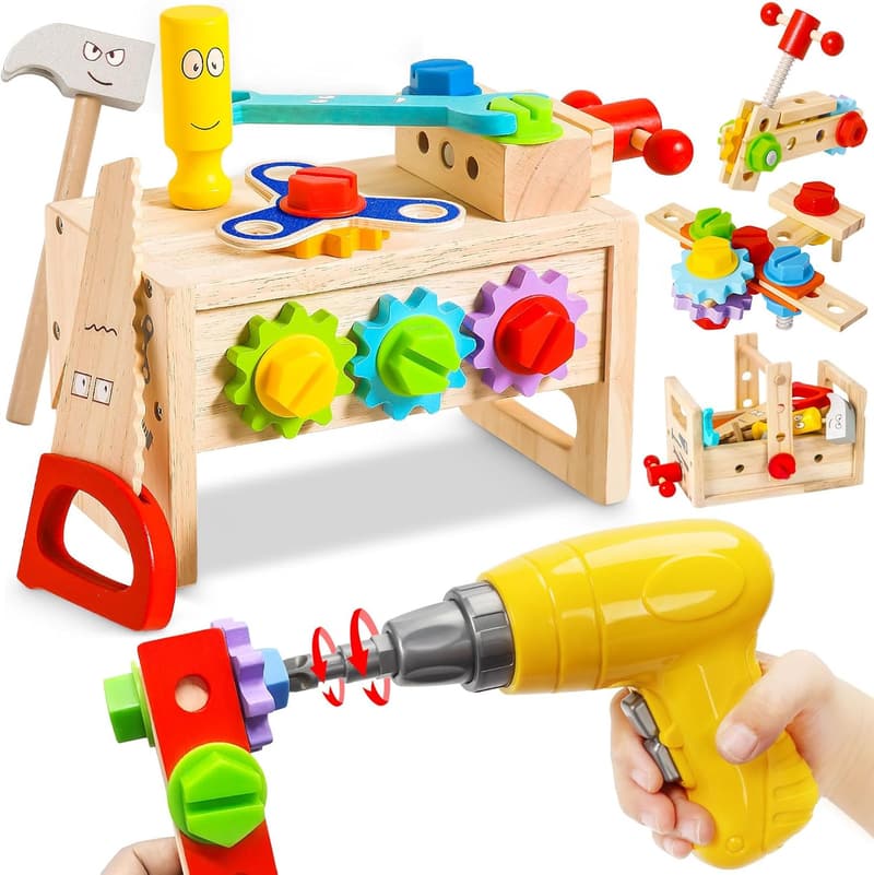 Kids Construction Toy Tool Set - 37 Pcs Montessori Gift