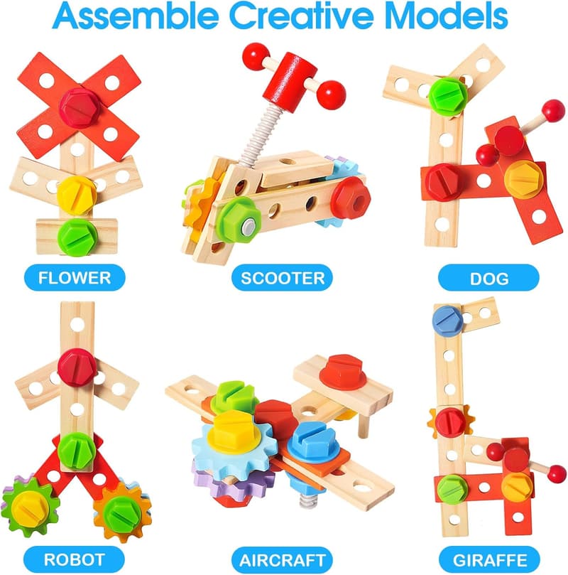 Kids Construction Toy Tool Set - 37 Pcs Montessori Gift