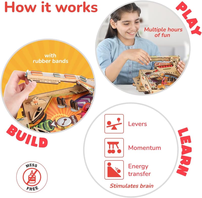 DIY Pinball Machine Toy - Fun STEM Birthday Gift for All Ages
