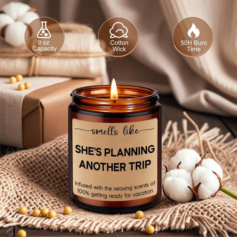 Funny Travel Candles for Women - Unique Gifts for Travelers