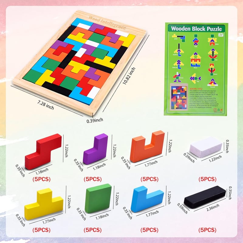 Colorful 3D Wooden Puzzles - STEM Educational Toy for Kids
