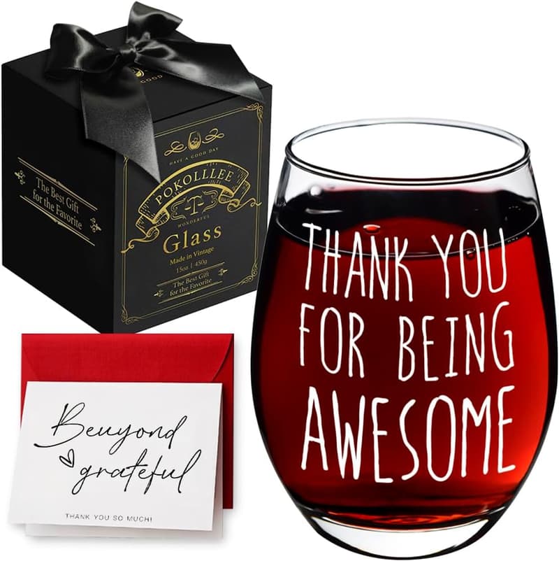 Inspirational Thank You Wine Glass - Gift for Women & Men
