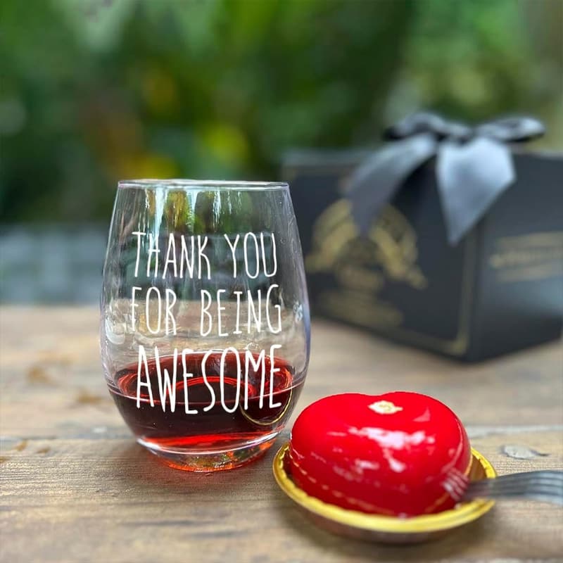Inspirational Thank You Wine Glass - Gift for Women & Men