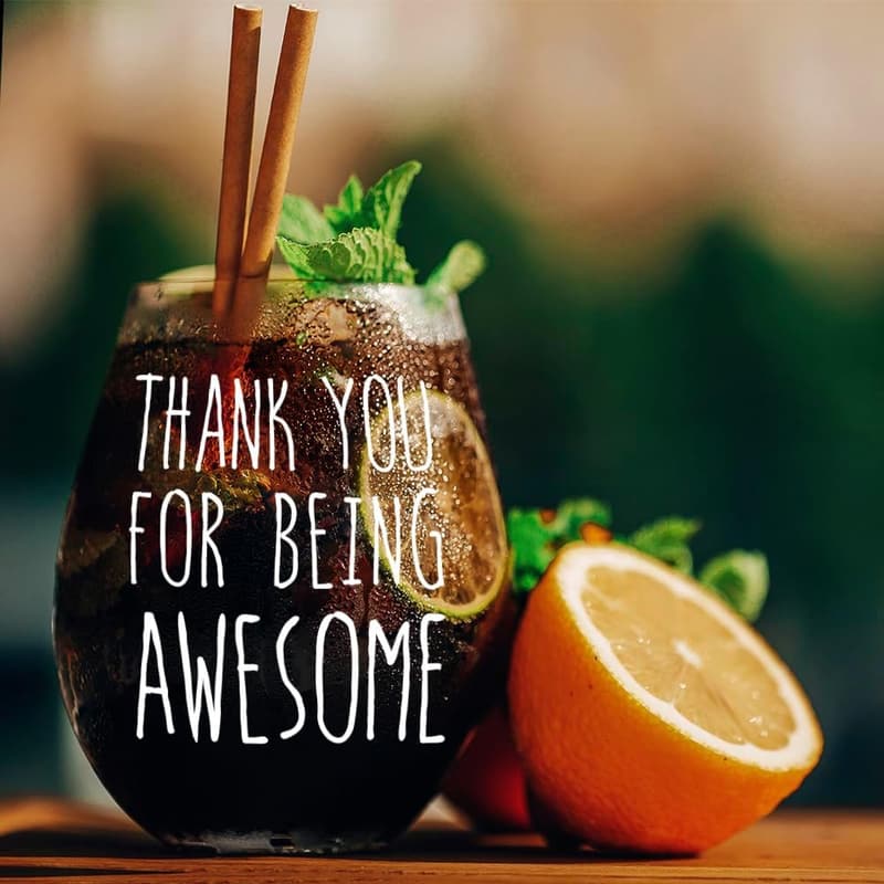 Inspirational Thank You Wine Glass - Gift for Women & Men