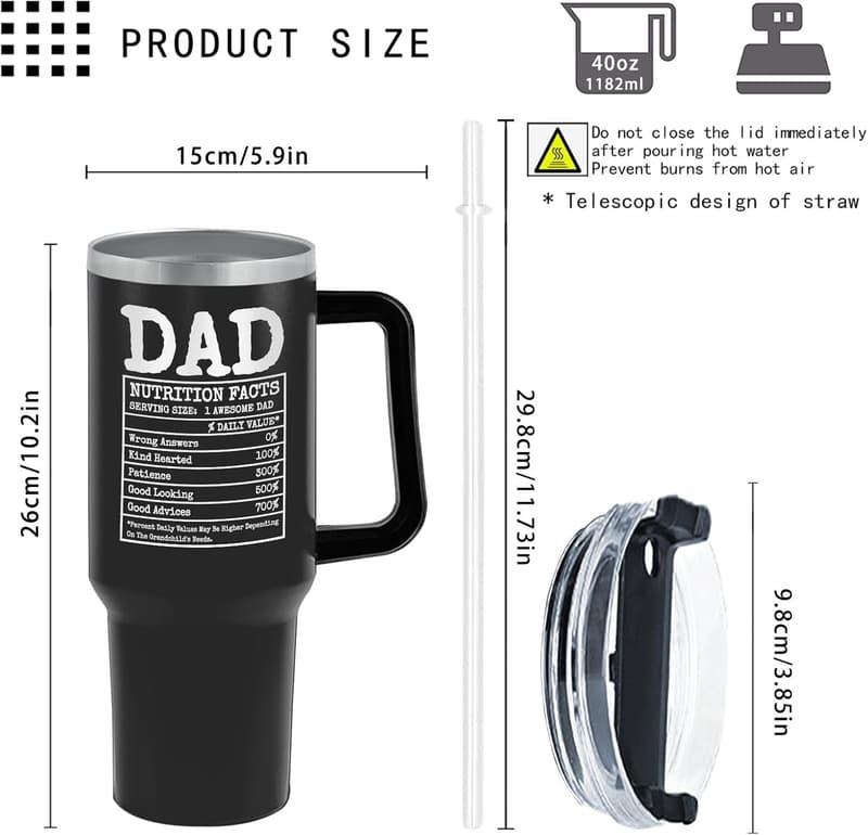 Insulated 40 oz Coffee Tumbler for Dad - Est 2025