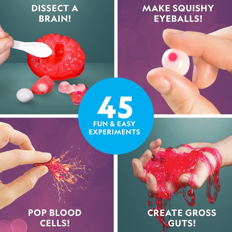 Gross Science Kit: 45 Experiments, Dissect Brain & Make Slime, Ages 8-12