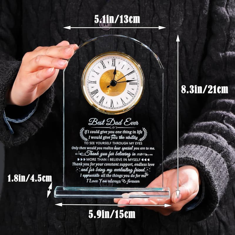 Personalized Glass Clock Gift for Dad on Father's Day