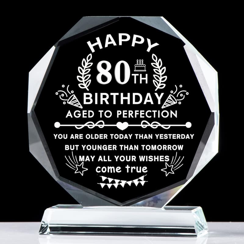 80th Birthday Laser Engraved Glass Keepsake for Parents