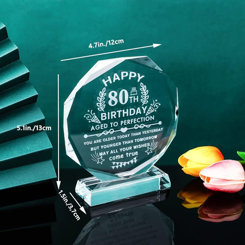 80th Birthday Laser Engraved Glass Keepsake for Parents
