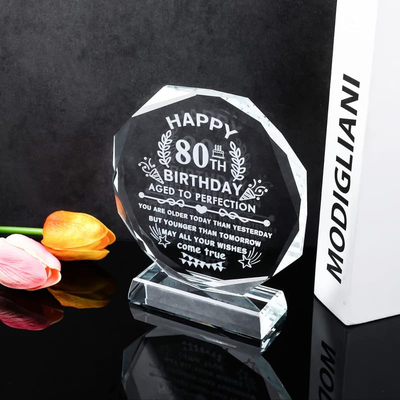 80th Birthday Laser Engraved Glass Keepsake for Parents