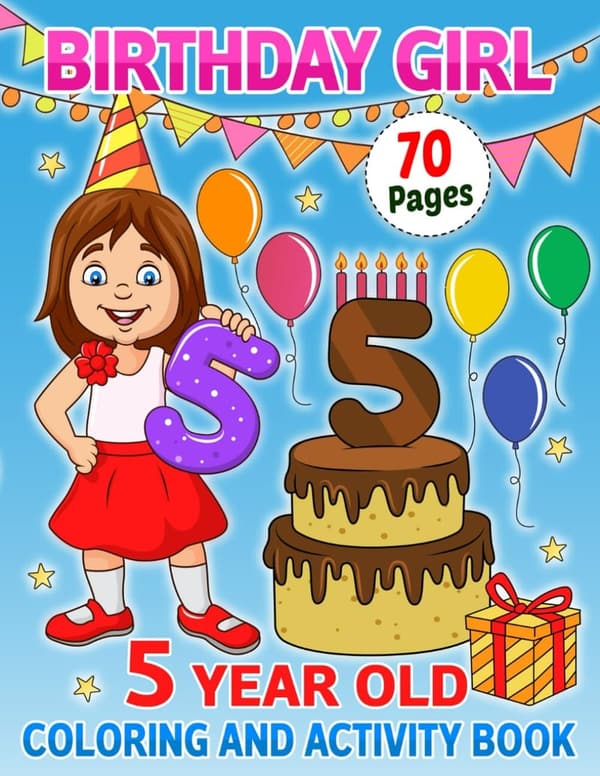 5th Birthday Activity Book for Girls – Fun Coloring & Games