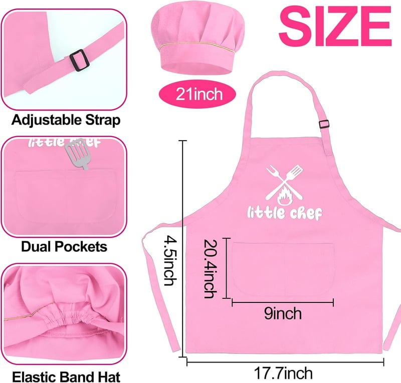 Toddler Girl BBQ Grill Playset with Apron and Hat - Pink