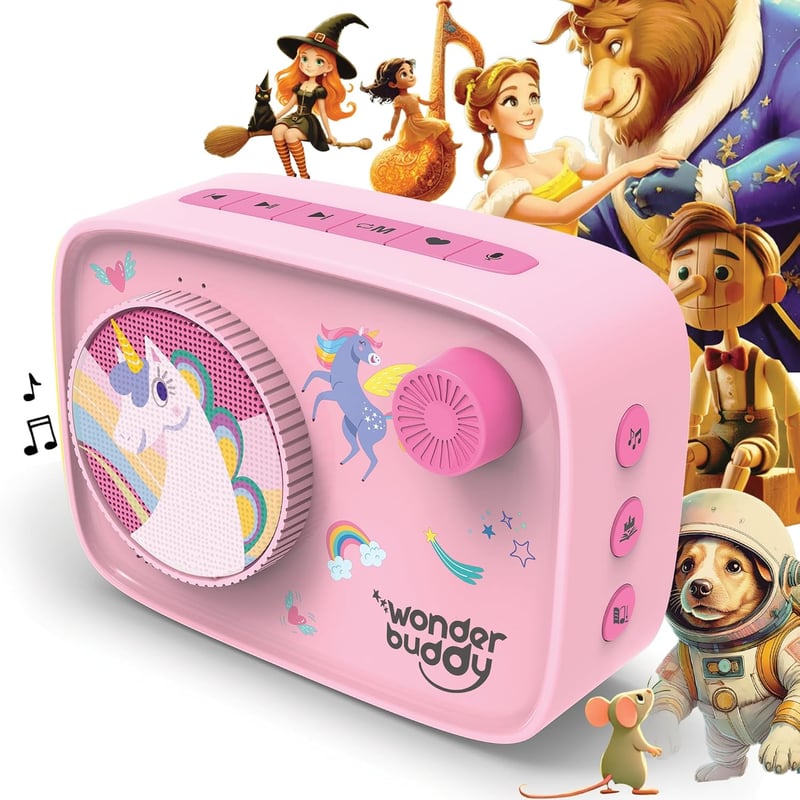 Unicorn Story Box Audio Player with DIY Art Kit - Birthday Gift for Kids 3+
