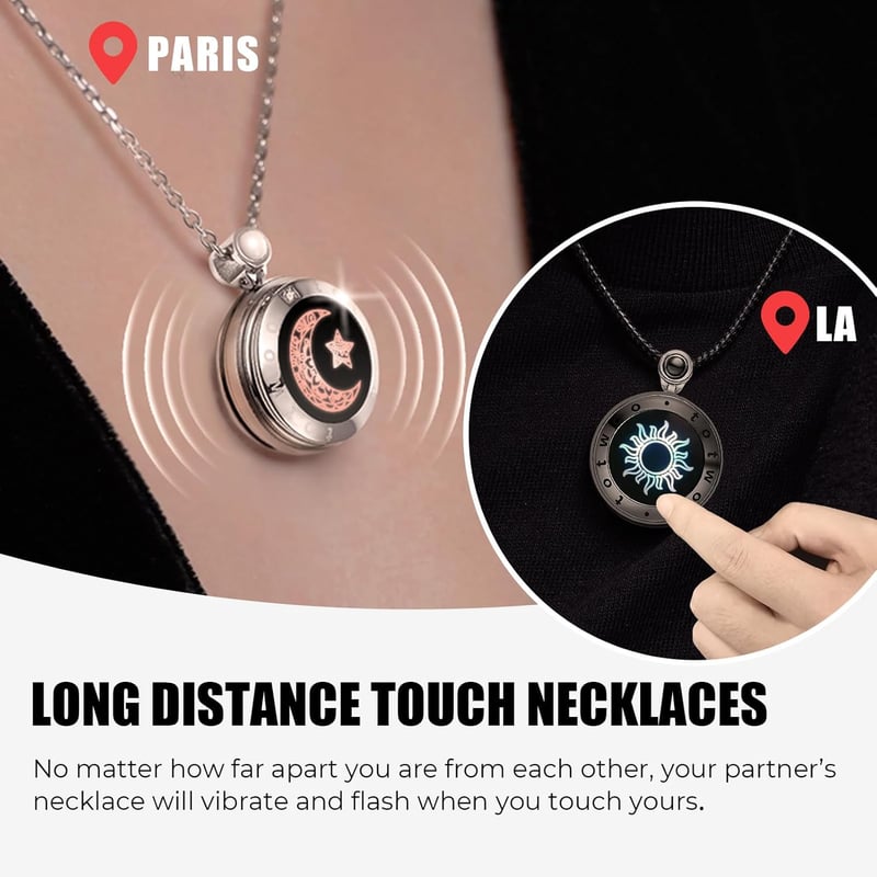 Long Distance Touch Necklace - Smart Vibration & Light Up Couples Gift