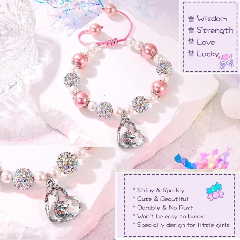 Delicate Pink Charm Bracelet for Girls Ages 4-12