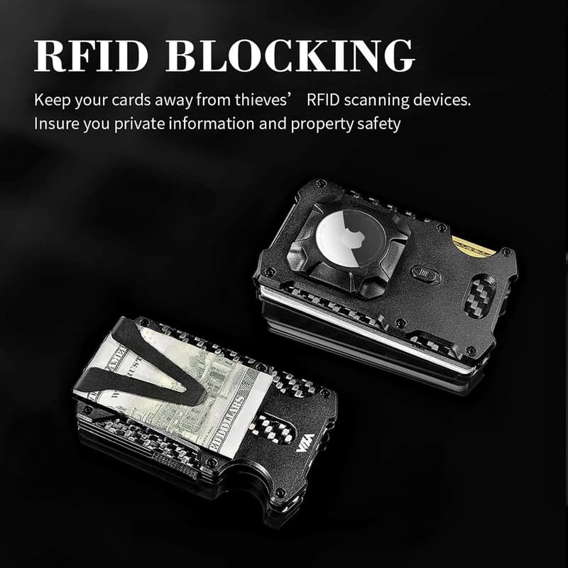 Minimalist Carbon Fiber Wallet with AirTag Holder for Men