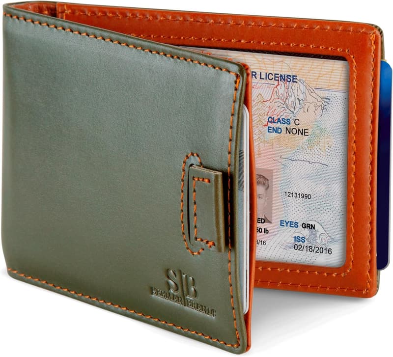 Leather RFID Blocking Slim Money Clip Wallet for Men