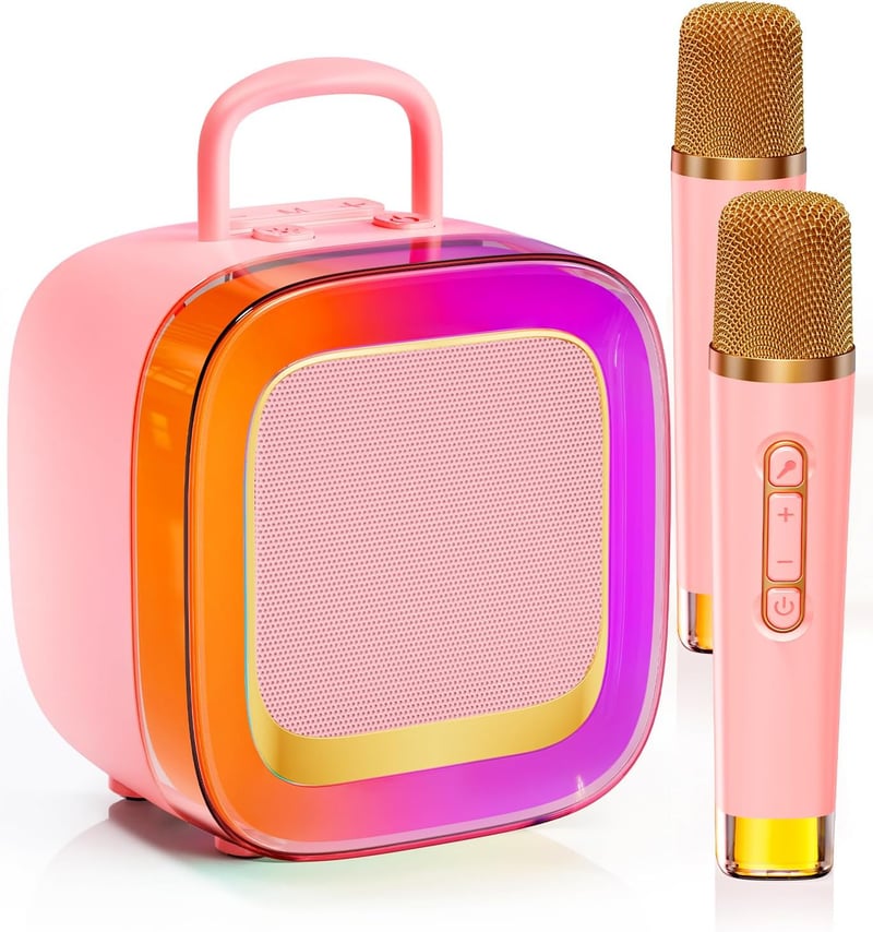 Kids Karaoke Machine with 2 Light-Up Mics - Pink