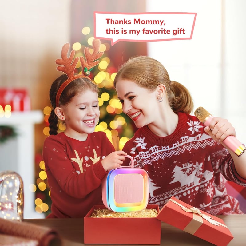 Kids Karaoke Machine with 2 Light-Up Mics - Pink