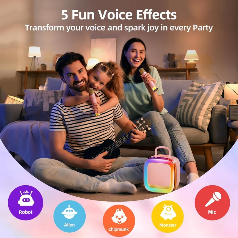 Kids Karaoke Machine with 2 Light-Up Mics - Pink