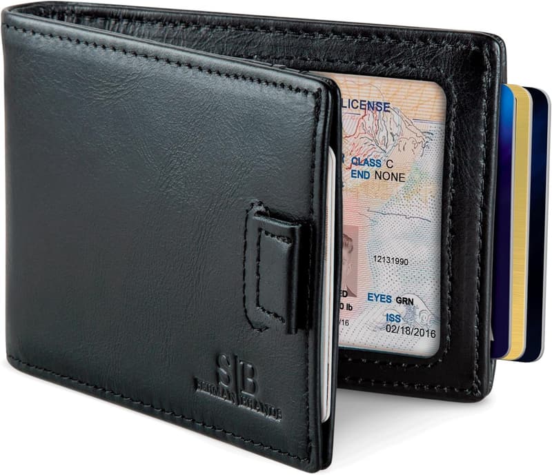 Leather RFID Slim Money Clip Wallet for Men - Minimalist Travel Wallet