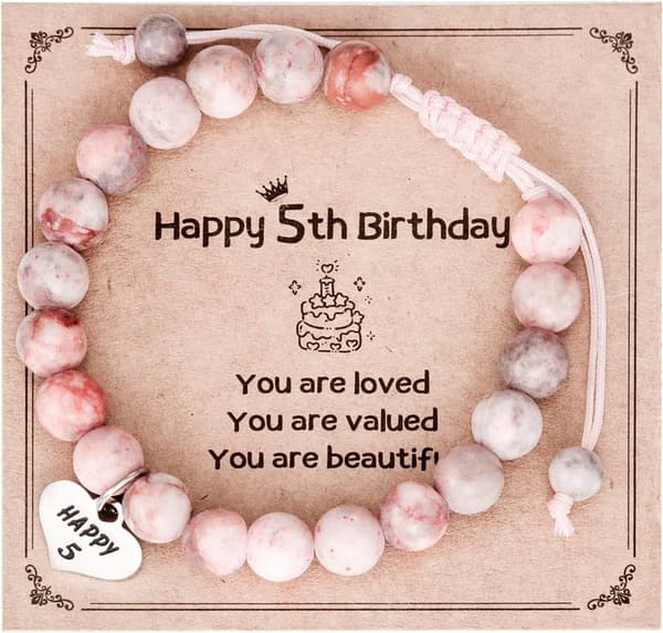 5th Birthday Bracelet Gift for 5-Year-Old Girls
