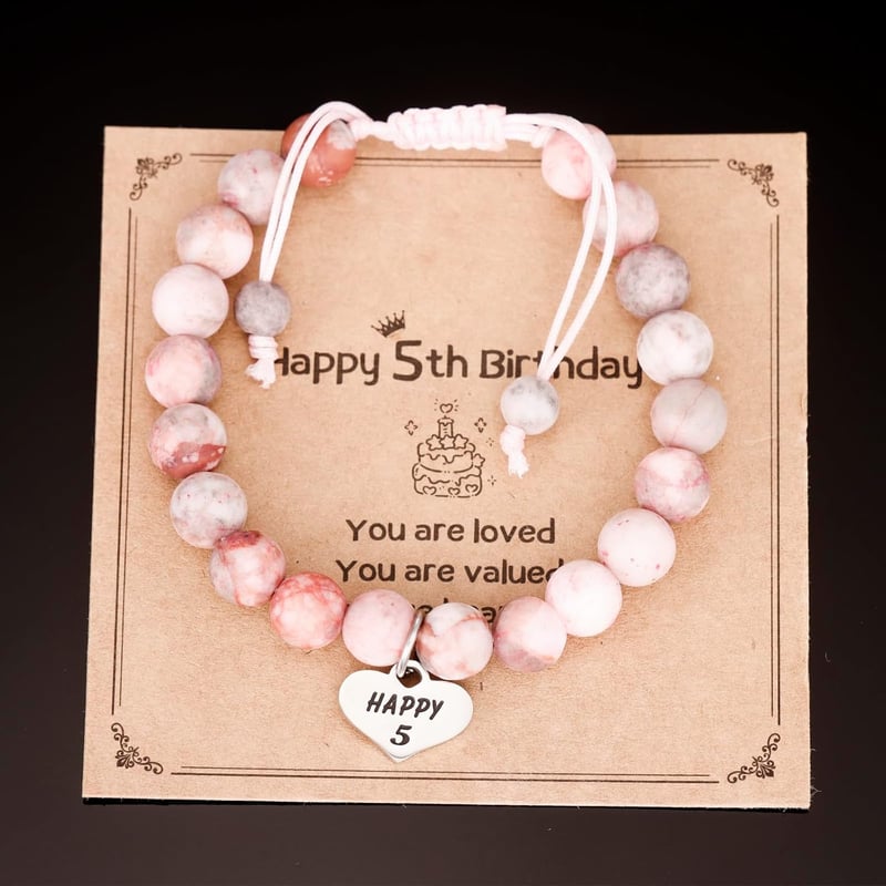 5th Birthday Bracelet Gift for 5-Year-Old Girls