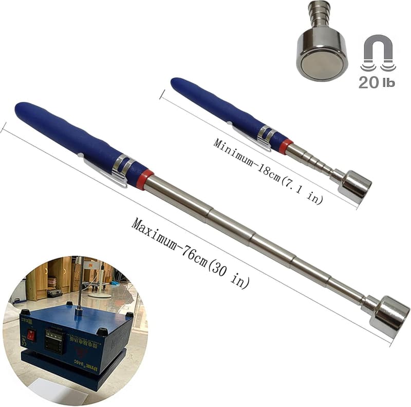 Extendable Magnetic Pick-Up Tool for Hard-to-Reach Metal (7-31 in)