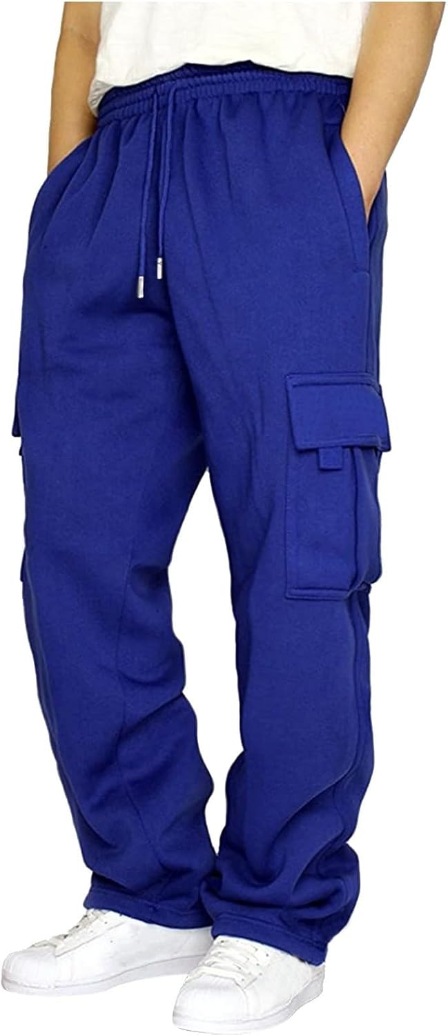 Men's Cargo Pants with Multi-Pocket Design and Drawstring